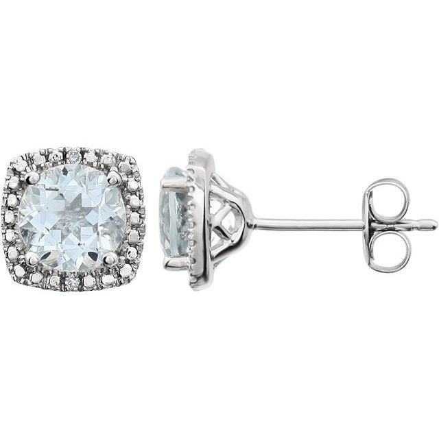 Sterling Silver 6 mm Aquamarine & .015 CTW Diamond Earrings 1