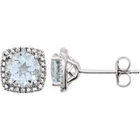 Sterling Silver 6 mm Aquamarine & .015 CTW Diamond Earrings 1