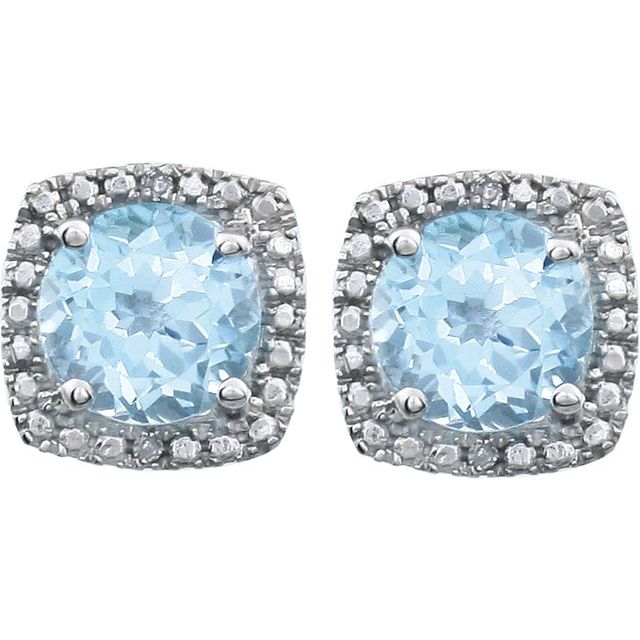 Sterling Silver Sky Blue Topaz & .015 CTW Diamond Earrings 2