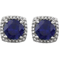Sterling Silver Created Blue Sapphire & .015 CTW Diamond Earrings 2