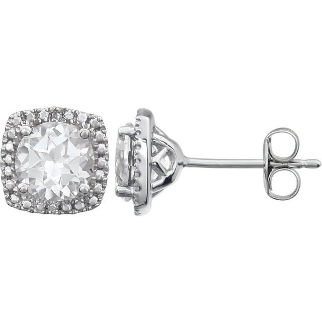 Sterling Silver White Sapphire & .015 CTW Diamond Earrings 1