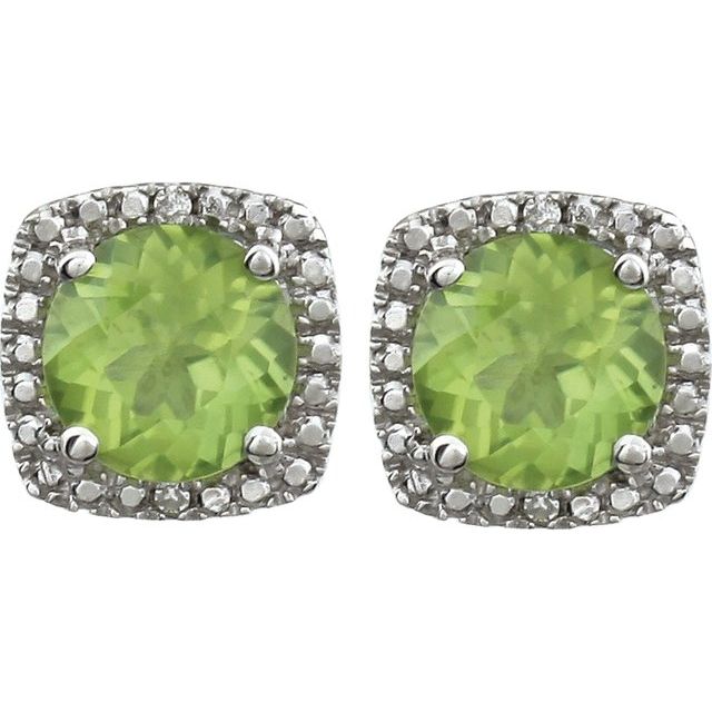 Sterling Silver Peridot & .015 CTW Diamond Earrings 2
