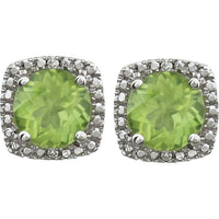 Sterling Silver Peridot & .015 CTW Diamond Earrings 2