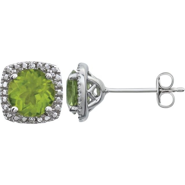 Sterling Silver Peridot & .015 CTW Diamond Earrings 1