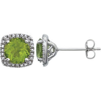 Sterling Silver Peridot & .015 CTW Diamond Earrings 1