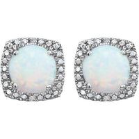 Sterling Silver Created Opal & .015 CTW Diamond Earrings 2