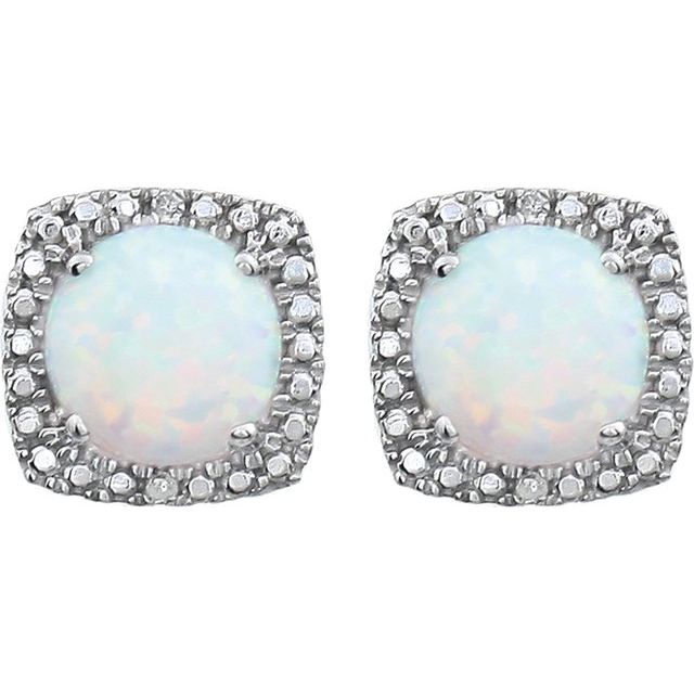 Sterling Silver Created Opal & .015 CTW Diamond Earrings 2