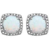 Sterling Silver Created Opal & .015 CTW Diamond Earrings 2