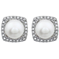 Sterling Silver Freshwater Cultured Pearl & .015 CTW Diamond Earrings 2