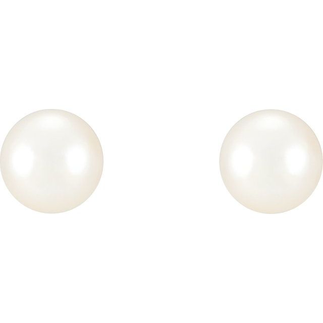 Sterling Silver 7-7.5 mm Freshwater Cultured Pearl Earrings 2