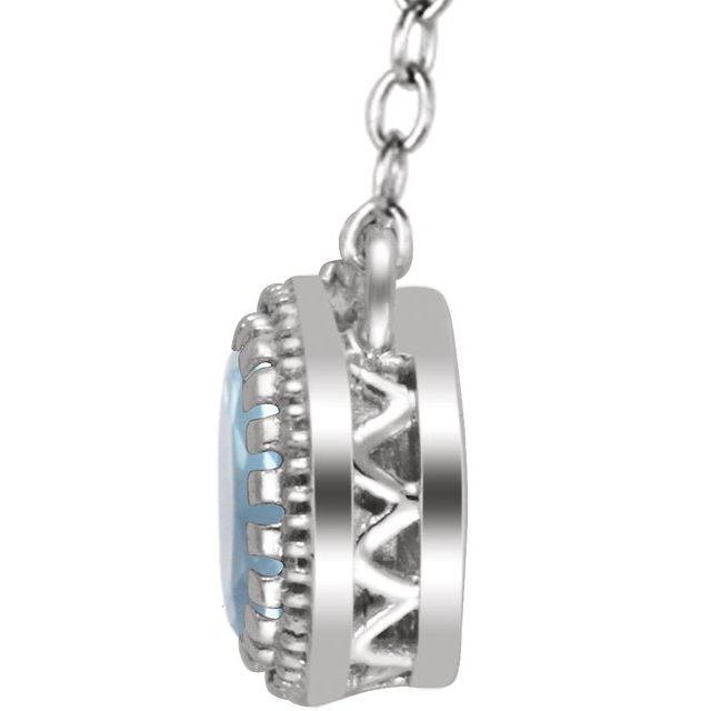 14K White Gold Aquamarine "March" 18" Birthstone Necklace