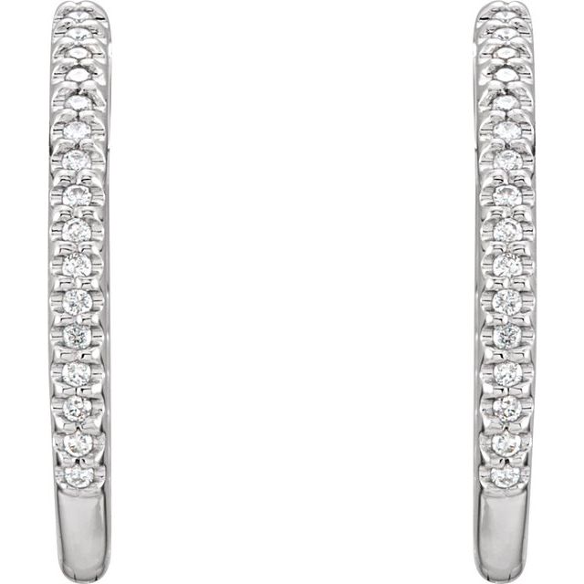 14K White 3/4 CTW Diamond Inside-Outside Hinged 26.7 mm Hoop Earrings 2