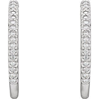 14K White 1/2 CTW Diamond Inside-Outside Hinged 22.5 mm Hoop Earrings 2