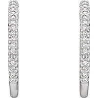 14K White 1/2 CTW Diamond Inside-Outside Hinged 22.5 mm Hoop Earrings 2