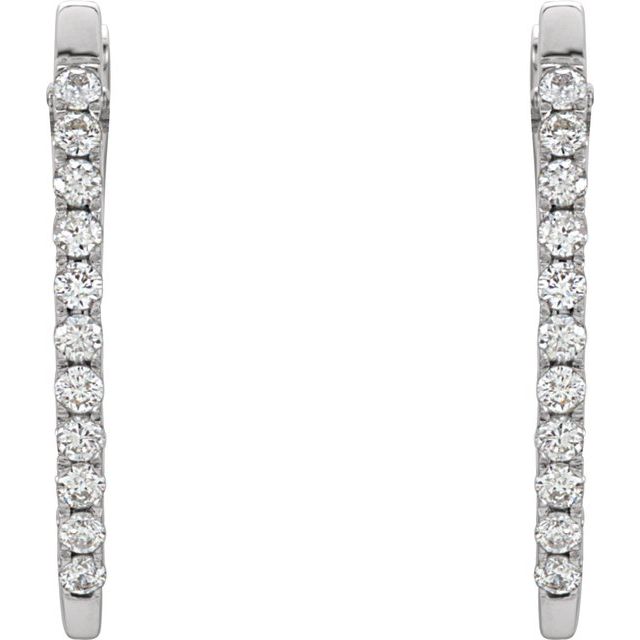 14K White 1/3 CTW Diamond Hoop Earrings 2