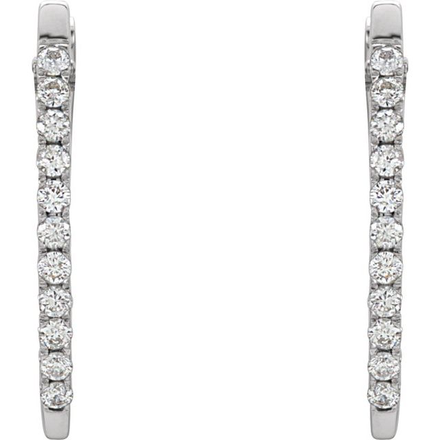 14K White 1/3 CTW Diamond Hoop Earrings 2