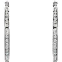 14K White 1/2 CTW Diamond Hoop Earrings 2