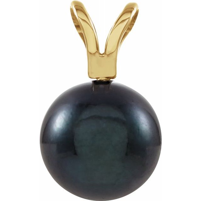 14K Yellow Black Akoya Cultured Pearl Pendant 1