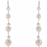 Sterling Silver Freshwater Pearl & Crystal Earrings 2