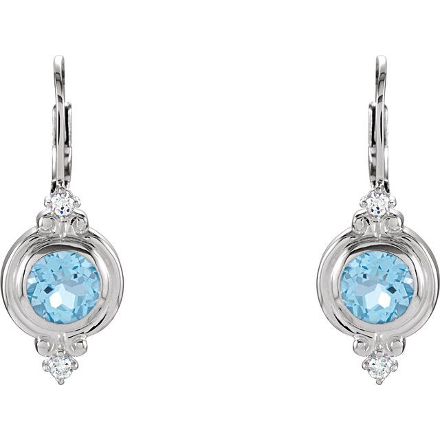 Sterling Silver Swiss Blue Topaz & Cubic Zirconia Leverback Earrings 2
