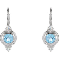 Sterling Silver Swiss Blue Topaz & Cubic Zirconia Leverback Earrings 2
