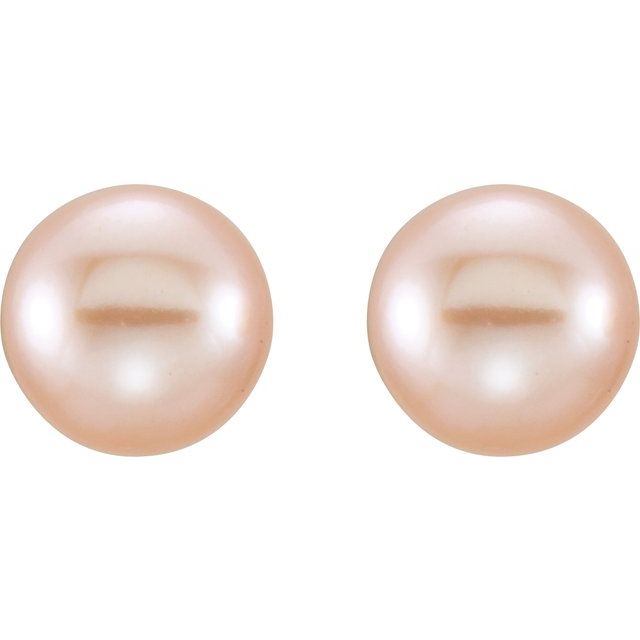 14K Yellow Gold 5-6 mm Cultured Pink Freshwater Pearl Earrings