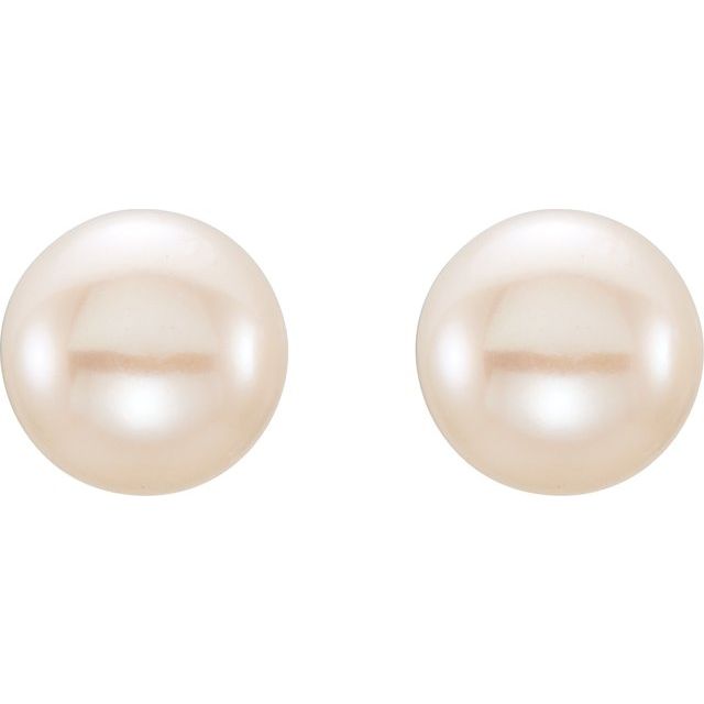 14K Yellow Gold 6-7 mm Cultured White Gold Freshwater Pearl Earrings