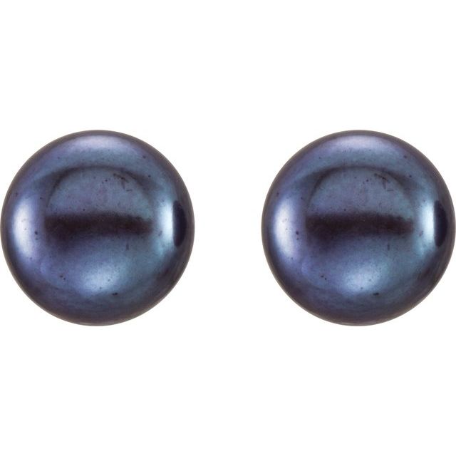 Sterling Silver 8-9 mm Black Freshwater Cultured Pearl Earrings 2