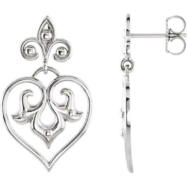 Sterling Silver Decorative Dangle Earrings 1