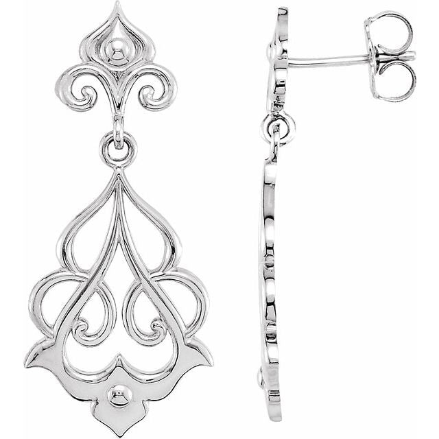 Sterling Silver Decorative Dangle Earrings 1