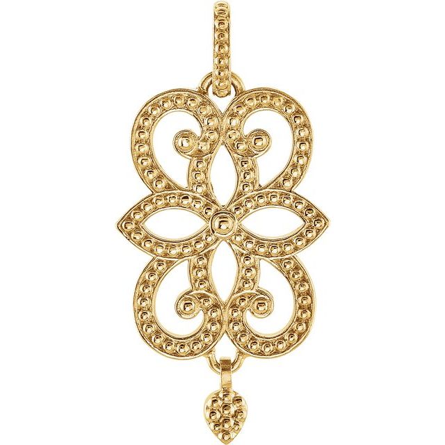 14K Yellow Gold Floral Granulated Pendant