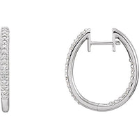 14K White 3/4 CTW Diamond Inside-Outside Hinged 26.7 mm Hoop Earrings 1