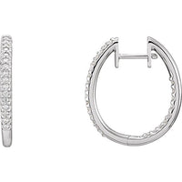 14K White 1/2 CTW Diamond Inside-Outside Hinged 22.5 mm Hoop Earrings 1