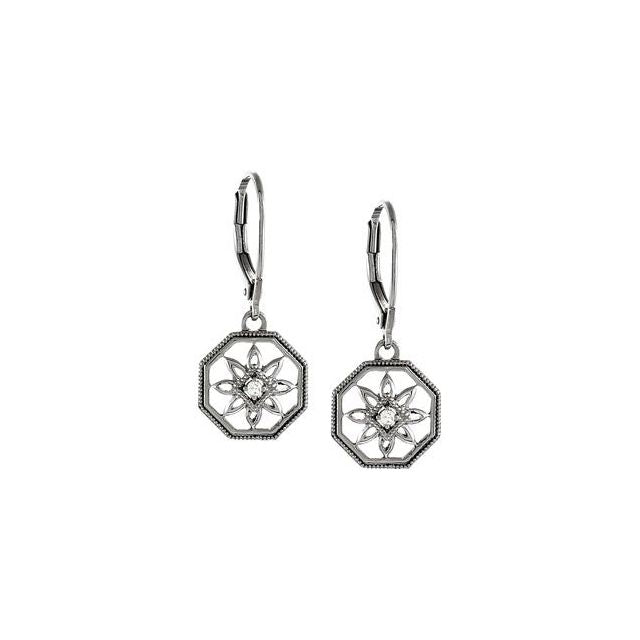 Sterling Silver .04 CTW Diamond Lever Back Earrings 2