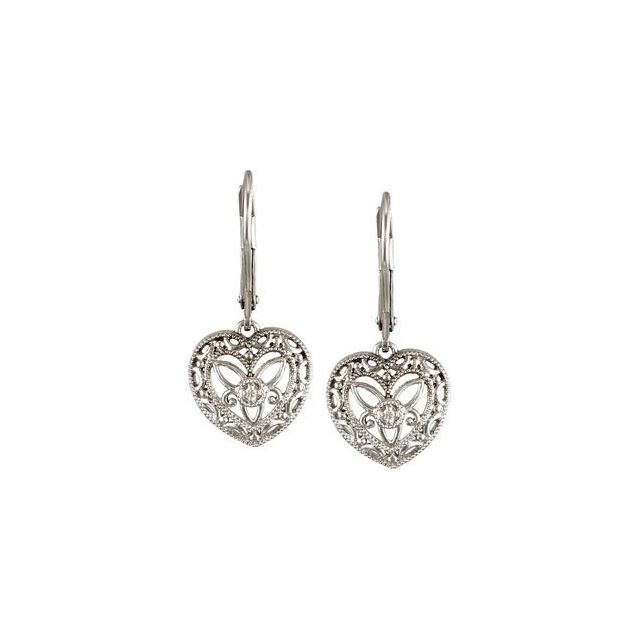 Sterling Silver .02 CTW Diamond Lever Back Earrings 2
