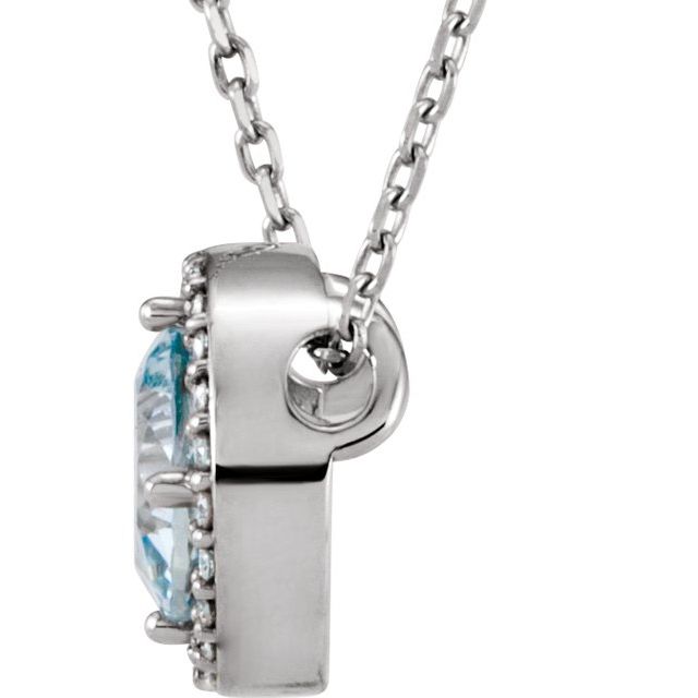 14K White Aquamarine & .06 CTW Diamond 16" Necklace 2