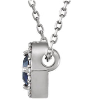 14K White Blue Sapphire & .05 CTW Diamond 16" Necklace 2