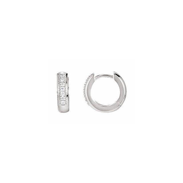 14K White 1/10 CTW Diamond Hoop Earrings 1