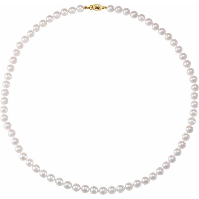 14K Yellow 6-6.5 mm Akoya Cultured Pearl 18" Strand 1