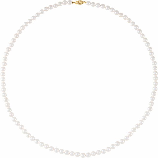 14K Yellow 6-6.5 mm Akoya Cultured Pearl 24" Strand 1