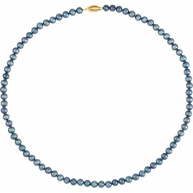 14K Yellow Freshwater Cultured Black Pearl 18" Necklace 2