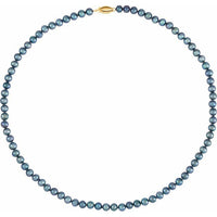14K Yellow Freshwater Cultured Black Pearl 18" Necklace 2