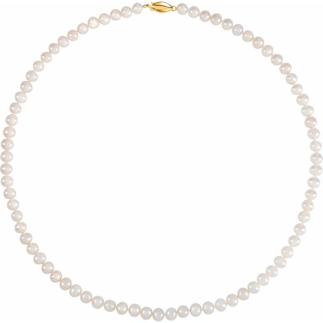 5.5-6.0 mm White Freshwater Cultured Pearl 18" Strand with 14K Yellow Clasp 1