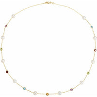 14K Yellow Freshwater Cultured Pearl & Multi-Gemstone Station 18" Necklace 1