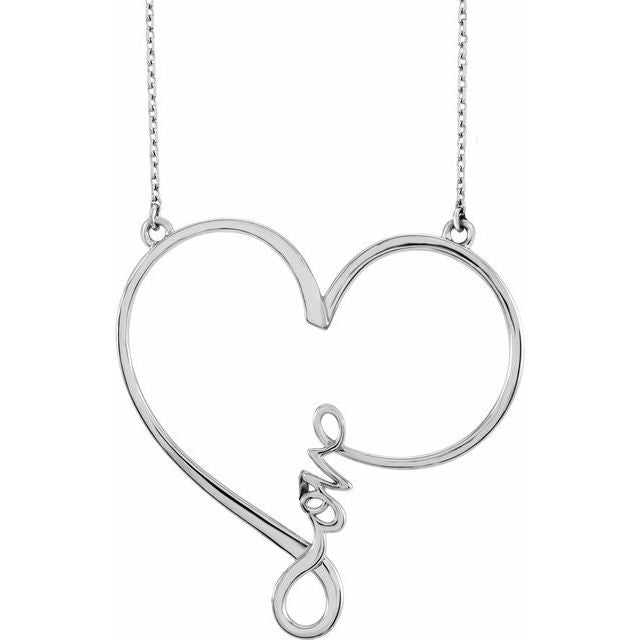 14K White 34x33 mm Infinity-Inspired Love Heart 18" Necklace 1