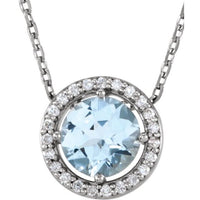 14K White Aquamarine & .06 CTW Diamond 16" Necklace 1