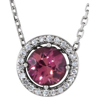 Platinum Pink Tourmaline & .05 CTW Diamond 16" Necklace