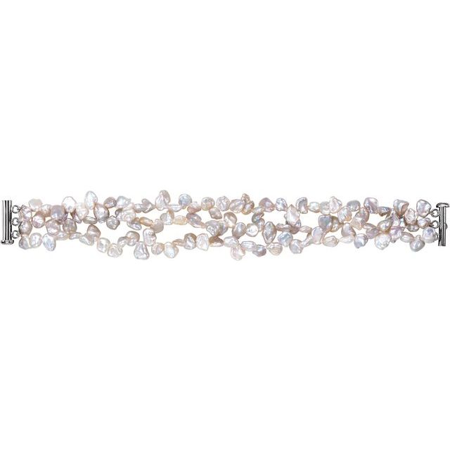Sterling Silver Cultured Freshwater Pearl 7 1/2" Bracelet
