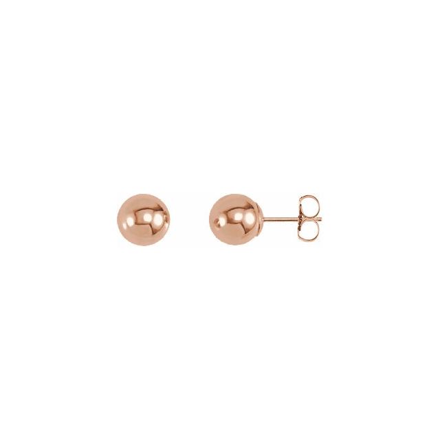 14K Rose 7 mm Ball Earrings 1