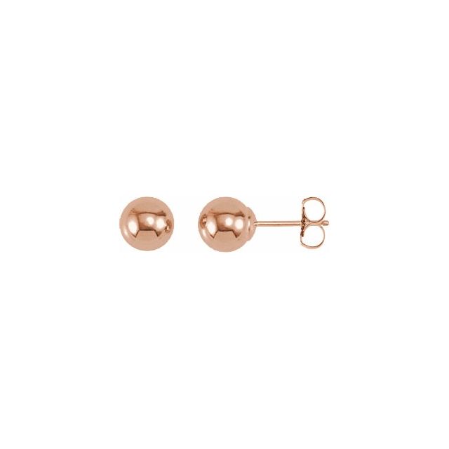 14K Rose 6 mm Ball Earrings 1